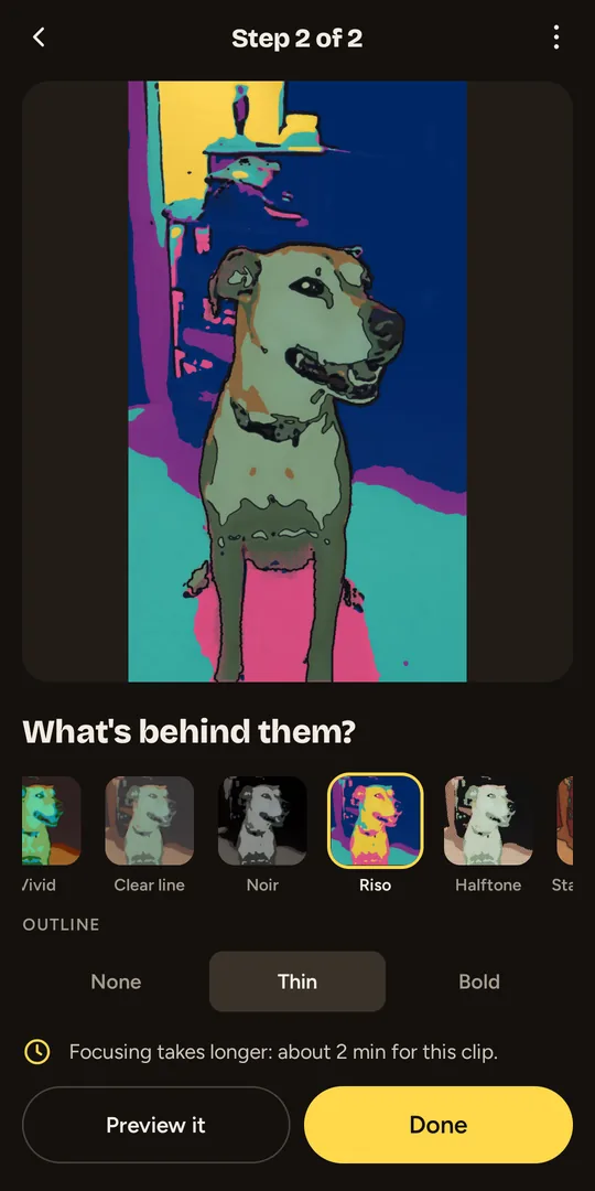 Choosing a different look for the background behind the dog